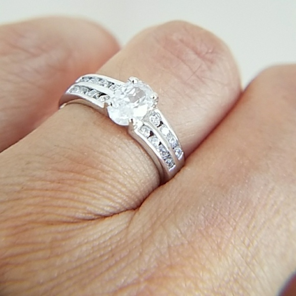 Dainty 14k Gold plated Oval Engagement Ring